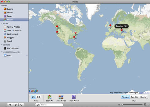 iPhoto '09 Places world map