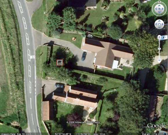 Toad hotspot in Little Melton seen on Google Earth