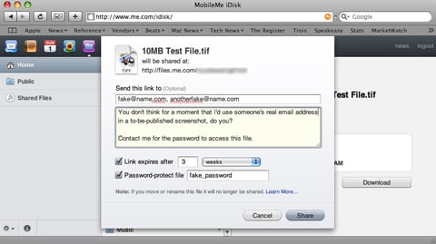Apple's MobileMe file sharing