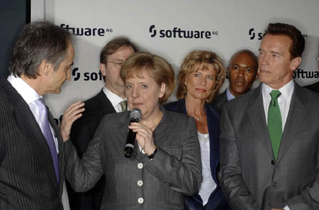 Schwarzenegger on Software AG's Cebit stand