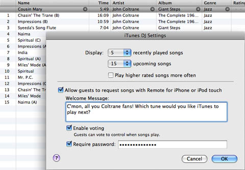 iTunes 8.1 iTunes DJ mix - iTunes view