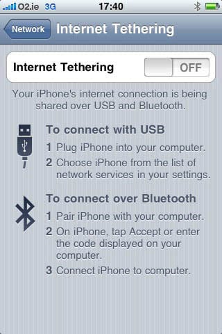 iPhone 3.0 tethering interface
