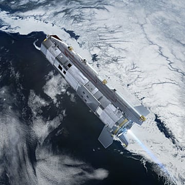 Artist's impression of GOCE orbiting over ice. Pic: ESA