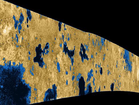 A Cassini image of the polar hydrocarbon lakes of Titan