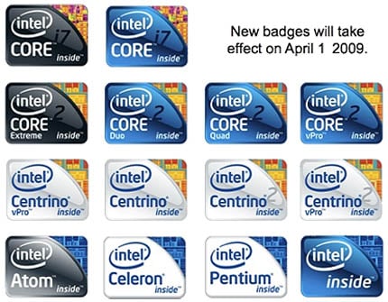 Intel's new processor logos