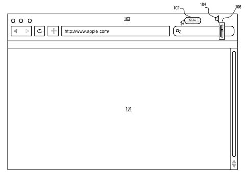 Apple patent illustration: browser-based volume control