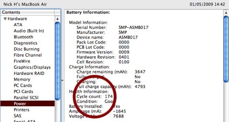 Mac OS X System Profiler - Power