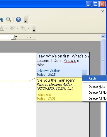 Notes in Open Office 3.1