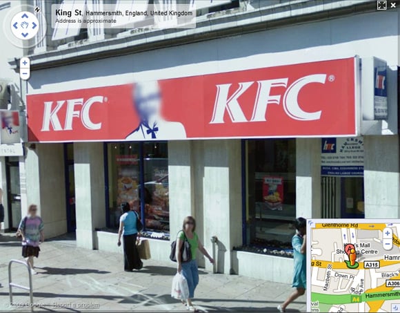 Colonel Sanders blurred on Street View