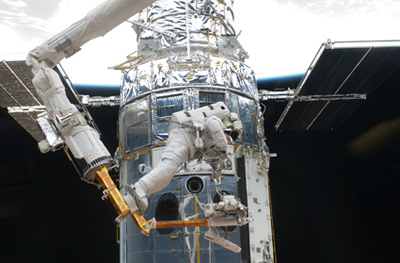 Andrew Feustel during the first Hubble spacewalk