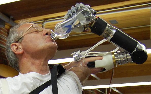 The DEKA prosthetic arm being trialled by the VA's Frederick Downs. Credit: DEKA