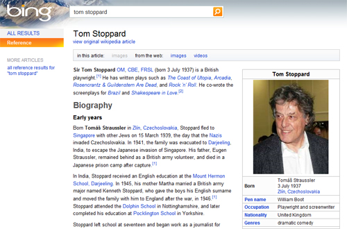 Bing and Wikipedia