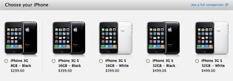 iPhone pricing on Apple's website