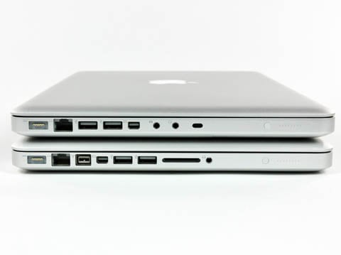 MacBook Pro 13-inch (bottom), 'unibody' MacBook 13-inch (top)