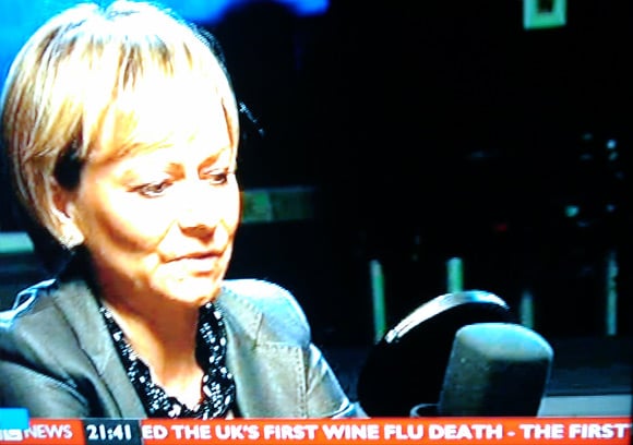 BBC's News 24 ticker tape reports UK's first wine flu death