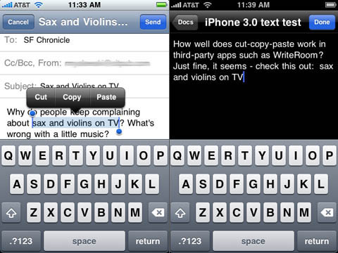 iPhone 3.0 cut, copy, and paste between apps