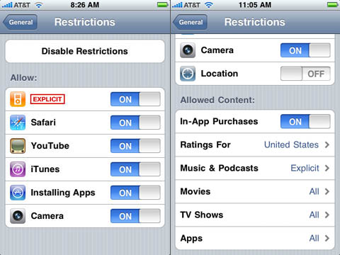 iPhone 2.2.1 and iPhone 3.0: restrictions comparison