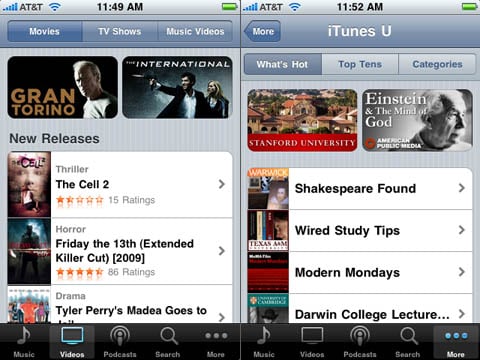 iPhone 3.0 video rental and purchase, plus free iTunes U