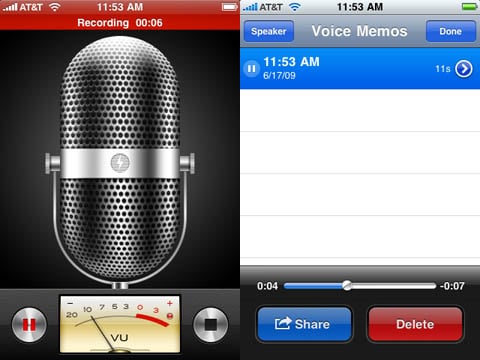 iPhone 3.0 Voice Memos