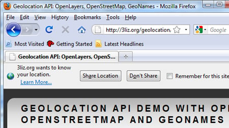 Geolocation in Firefox 3.5