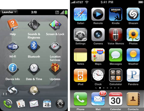 Palm Pre and iPhone 3GS Launcher and Home screen