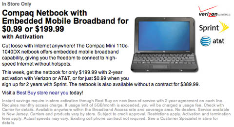 Best Buy's Sprint-subsidized 99¢ netbook deal