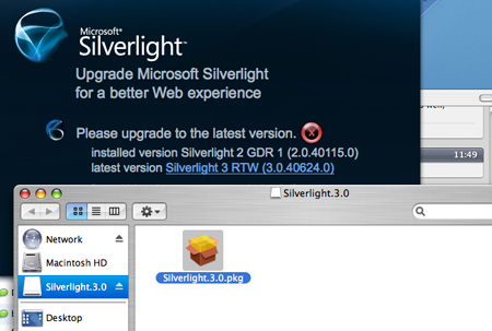 older version of silverlight for mac