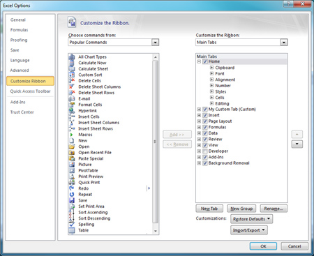 Customize the ribbon in Office 2010