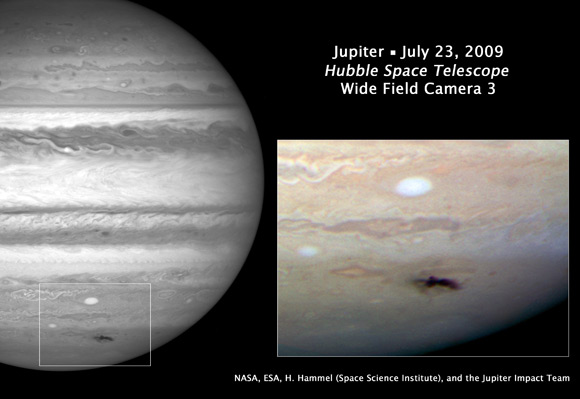 Hubble image of the collision aftermath, taken on 23 July. Pic: NASA