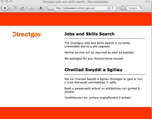jobsearch site is down for upgrade