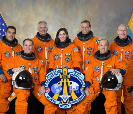 The STS-128 mission crew. Pic: NASA