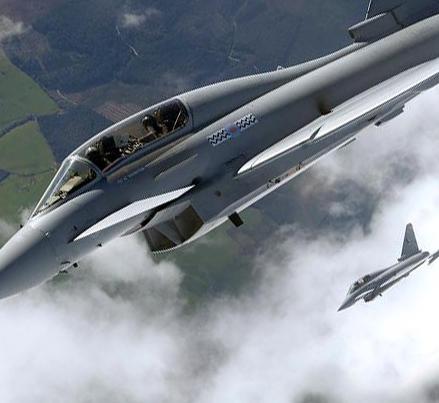 Eurofighter Typhoon trainer (two seat) in flight. Credit: MoD