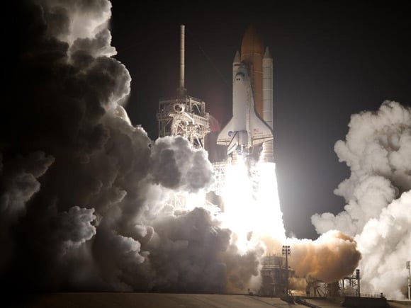 Discovery launches from Kennedy Space Center