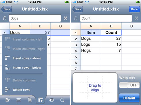 Quickoffice Mobile Office Suite 1.4.1 for iPhone - screenshots