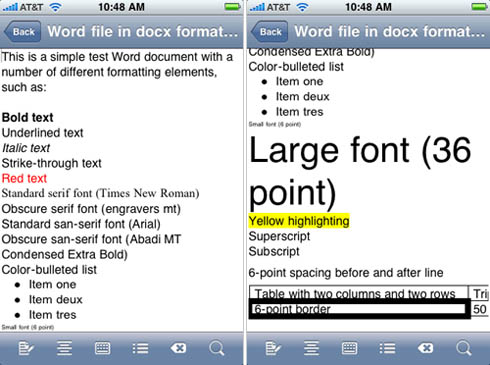 Quickoffice Mobile Office Suite 1.4.1 for iPhone - screenshots