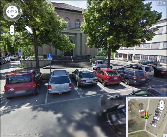 Cars parked in Helvetiaplatz, seen on Street View