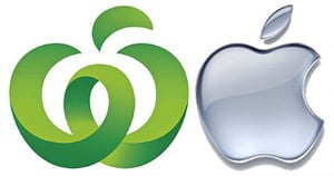 The Woolworths and Apple logos