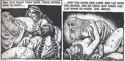 Lot seduced by his daughter, as depicted by Robert Crumb