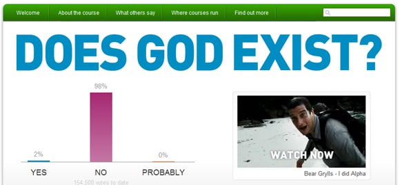 Screengrab of The Alpha Course poll results at time of publication