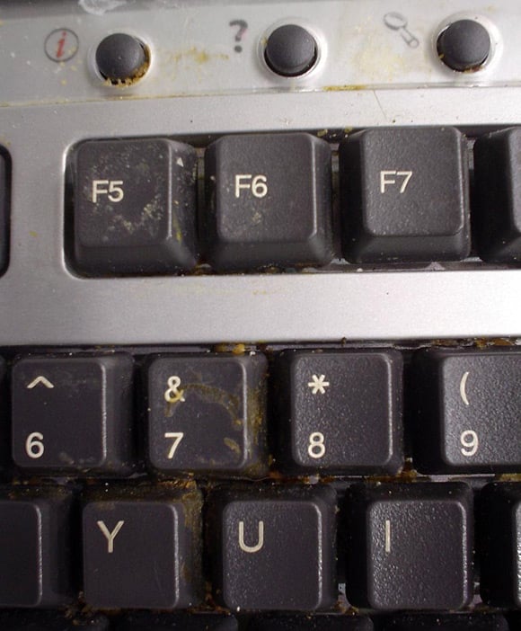 Keyboard clogged with unidentified foodstuff