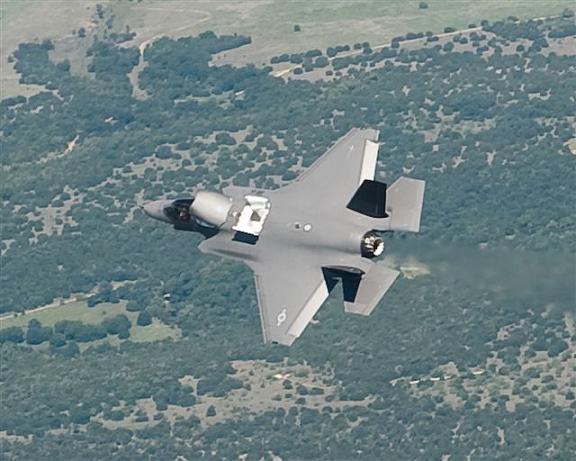 The F-35B in flight doors open from the top. Credit: JSF Program