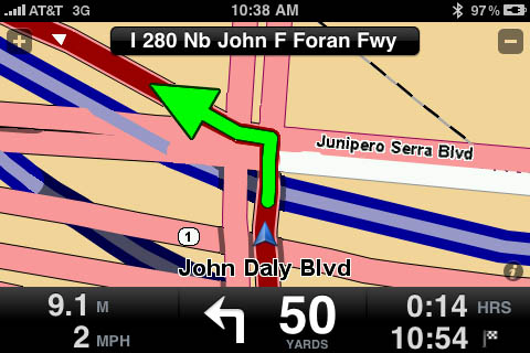 TomTom app for iPhone - freeway onramp