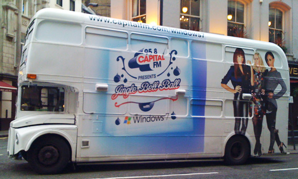 The Capital Radio/Windows 7 Jingle Bell bus