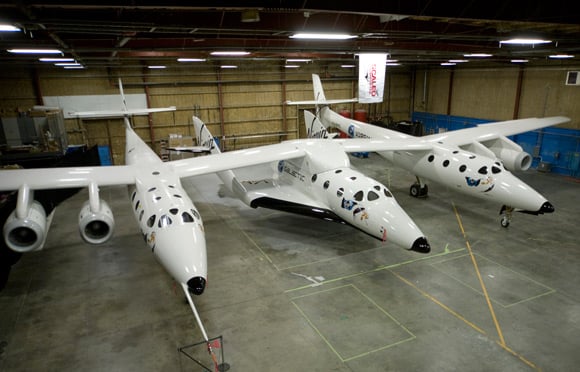 The SS2 and mothership in the hangar. Pic: Virgin Galactic