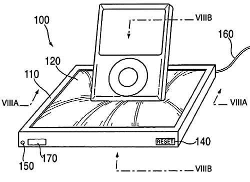 Illustration for Apple's 'Aesthetically pleasing universal dock' patent application