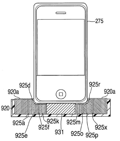 Illustration for Apple's 'Aesthetically pleasing universal dock' patent application