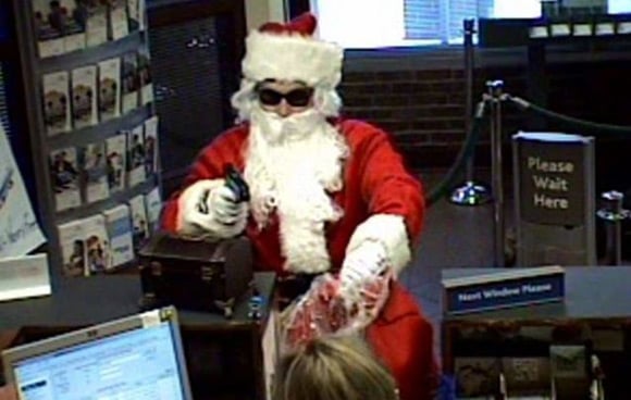 Surveillance image of Santa stick-up