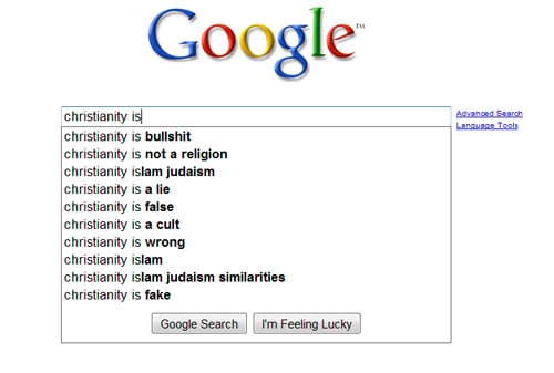 Google Christianity suggest