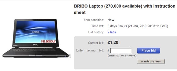 The Bribo laptop, as seen on eBay