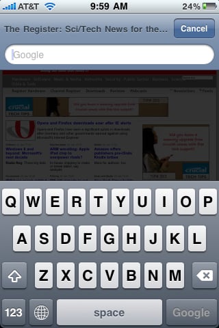 Google search on the iPhone